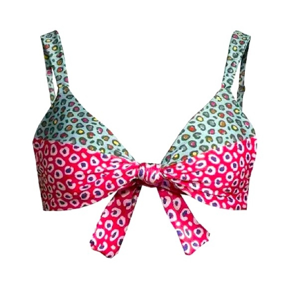 FARM Rio Leopard Patcha Reversible Bikini Top Size Large